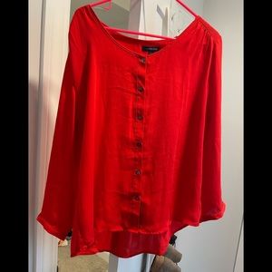 Lands End red button down blouse